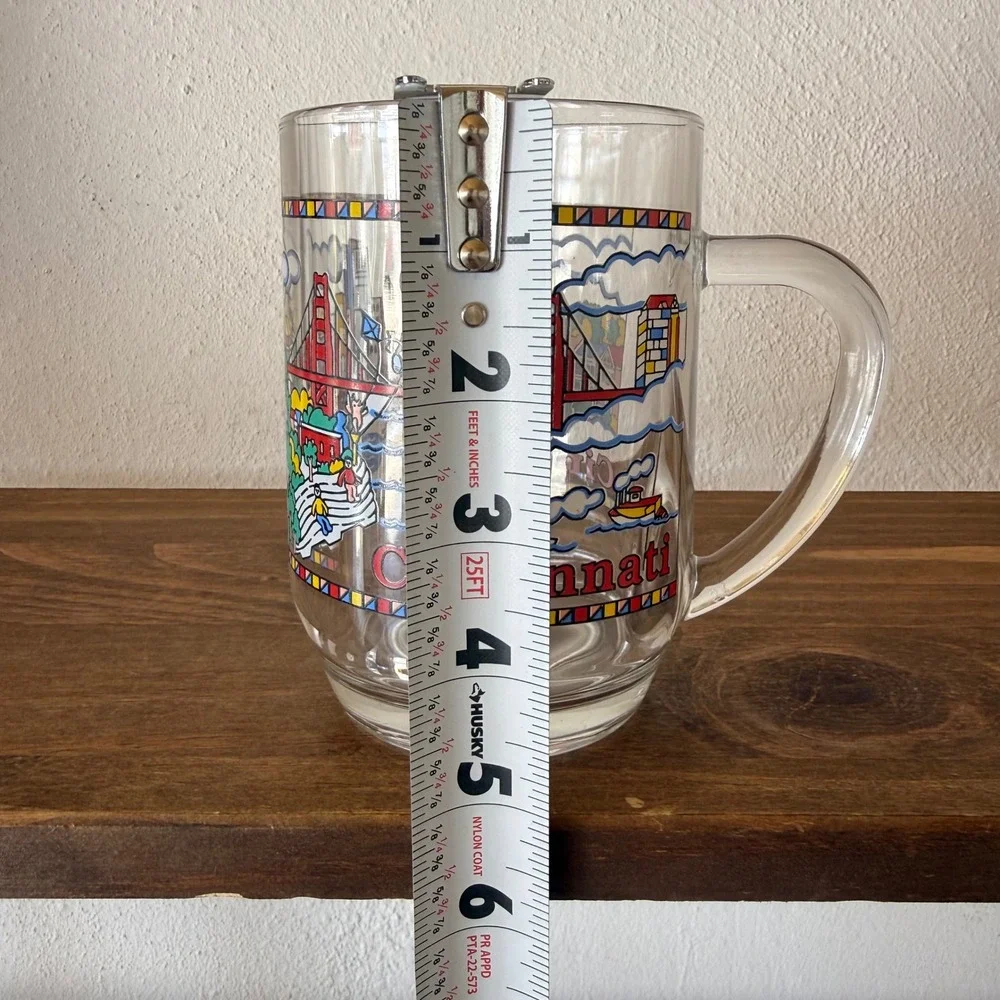 Vintage 1998 Luminarc Cincinnati Skyline Glass Beer Mug Souvenir Ohio